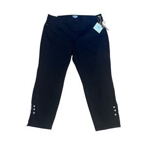 CeCe Cropped Black Jeans with Pearl Button - Plus Size 24W